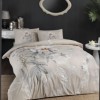 Lenjerie pat dublu bumbac satinat floral, bej si gri, TAC Mako-Satin, Frida