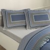 lenjerie pat bumbac satinat TAC Mako Serenya model geometric albastru elegant