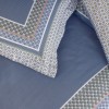 lenjerie pat bumbac satinat TAC Mako Serenya model geometric albastru elegant