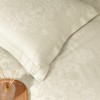 Lenjerie de pat din bumbac satinat Herta TAC, set 4 piese, design floral subtil, culoare bej kaki