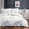Lenjerie de pat paisley albastră TAC Paisley Indigo, model paisley albastru pe fundal alb, set de 5 piese din mako-satin