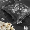 Lenjerie de pat cu flori gri-închis TAC Roxane, model elegant, set de 4 piese din mako-satin