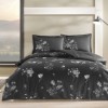 Lenjerie de pat cu flori gri-închis TAC Roxane, model elegant, set de 4 piese din mako-satin