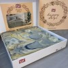 Lenjerie de pat TAC Giselle din bumbac 100% mako satin, model baroc gri-galben