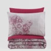 Lenjerie de pat Vilda-Claret Red cu nuanțe de roșu și gri, floricele elegante