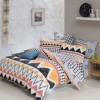 Lenjerie de pat Bettina-Yellow cu nuanțe de galben, portocaliu, negru și alb, design geometric vesel