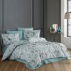 Set de lenjerie de pat Nazenin Home din bumbac ranforce și poliester, 4 piese, cu design geometric în nuanțe de mint și gri pe fundal alb