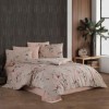 Lenjerie de pat Dream Mina, bumbac ranforce, design floral roz și verde, eleganță și confort pentru dormitor.