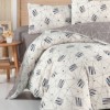 Lenjerie pat dublu bumbac 100% ranforce Adrian Mink geometric bej gri 200x220 cm