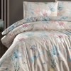 Lenjerie pat dublu bumbac 100% ranforce Amaris Bej cu flori pastelate