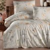 Lenjerie pat dublu bumbac 100% ranforce Amaris crem cu flori pastelate