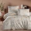 Lenjerie pat dublu bumbac 100% ranforce Amaris crem cu flori pastelate