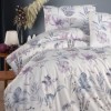 Lenjerie pat dublu bumbac 100% ranforce Amaris Lila cu flori pastelate