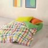 Lenjerie pat Cozy Home Hype, carouri multicolore pe fundal alb, din bumbac ranforce