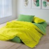 Lenjerie Cozy Home Sage reversibilă galben-verde, din bumbac ranforce, pentru pat dublu