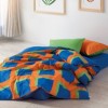 lenjerie pat dublu bumbac ranforce Cozy Home Venus, culori vibrante portocaliu-albastru-verde