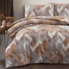 Lenjerie pat dublu bumbac 100% ranforce Rayce maro model geometric in nuante de bej si maro