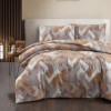 Lenjerie pat dublu bumbac 100% ranforce Rayce maro model geometric in nuante de bej si maro