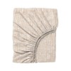 Lenjerie pat dublu bumbac ranforce cu elastic Kare bej Cozy Home cu carouri crem