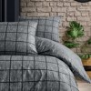 Lenjerie pat dublu bumbac ranforce cu elastic Kare negru Cozy Home cu carouri gri inchis