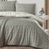 Lenjerie pat dublu bumbac 100% ranforce Eldon verde cu triunghiuri