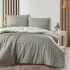 Lenjerie pat dublu bumbac 100% ranforce Eldon verde cu triunghiuri