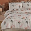 Lenjerie pat dublu bumbac 100% ranforce Karen maro cu flori