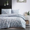 Lenjerie pat dublu bumbac 100% ranforce Nevada Blue cu imprimeu floral alb/roz