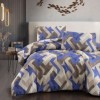 Lenjerie pat dublu bumbac 100% ranforce Rayce Bej model geometric in nuante de bej, gri si albastru