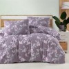 Lenjerie pat dublu bumbac 100% ranforce Santino Purple cu flori pe fundal mov