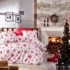 Lenjerie pat 1 persoana Craciun bumbac 100% ranforce, Nazenin Home, Snow red