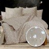 Lenjerie de pat dublu alba din bumbac 100% creponata 6 piese, model Bej cu inimioare albe