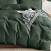 Lenjerie pat dublu creponata, verde, policoton, set 6 piese