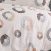 Lenjerie de pat dublu cu cercuri maro/gri din bumbac 100% creponat, cearceaf de pilota 180x220cm