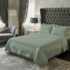 Lenjerie de pat dublu verde din bumbac 100% creponata cu cearceaf pilota 180x220cm
