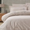 Lenjerie pat dublu cu broderie Hazan bej bumbac 100% ranforce prespalat Bahar Tekstil