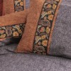 Lenjerie pat dublu cu broderie inspirata din arta populara, bumbac 100% ranforce, Folk Art, Dalila Cinnamon