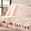 Lenjerie pat dublu cu ciucuri bumbac 100 ranforce Cotton Box Merri Beige bej elegant, model cu dungi