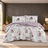 Lenjerie pat Eliza Violet First Choice bumbac 100% ranforce cu flori lila si violet pe fundal alb