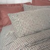 Lenjerie pat dublu cu elastic Cotton Box Mote Tile Red bumbac ranforce model geometric în nuante naturale