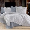Lenjerie pat bumbac satinat gri cu elastic 180x200 model ramuri elegante