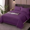 Set lenjerie de pat dublu damasc policoton mov, 4 piese, fabricat în Pucioasa