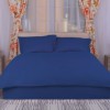 Lenjerie de pat dublu bleumarin din damasc policoton, set complet de 6 piese, creată în Pucioasa