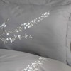 Lenjerie pat dublu poplin fin cu broderie florala Vera Gri