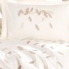 lenjerie pat dublu poplin fin cu broderie frunze Lidia crem