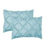 Llenjerie de pat din finet bleu cu pliuri decorative, 6 piese