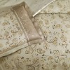 Lenjerie pat dublu TAC Fleur Bej Mako Satin cu imprimeu floral bej taupe maro si accente aurii
