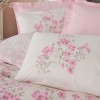 Lenjerie Floren Roz cu imprimeu floral si frunze gri-bej
