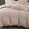 Lenjerie pat dublu cappuccino cu imprimeu baroque si cearceaf uni, set 6 piese din policoton