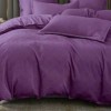 Lenjerie pat dublu mov cu imprimeu baroque si cearceaf uni, set 6 piese din policoton